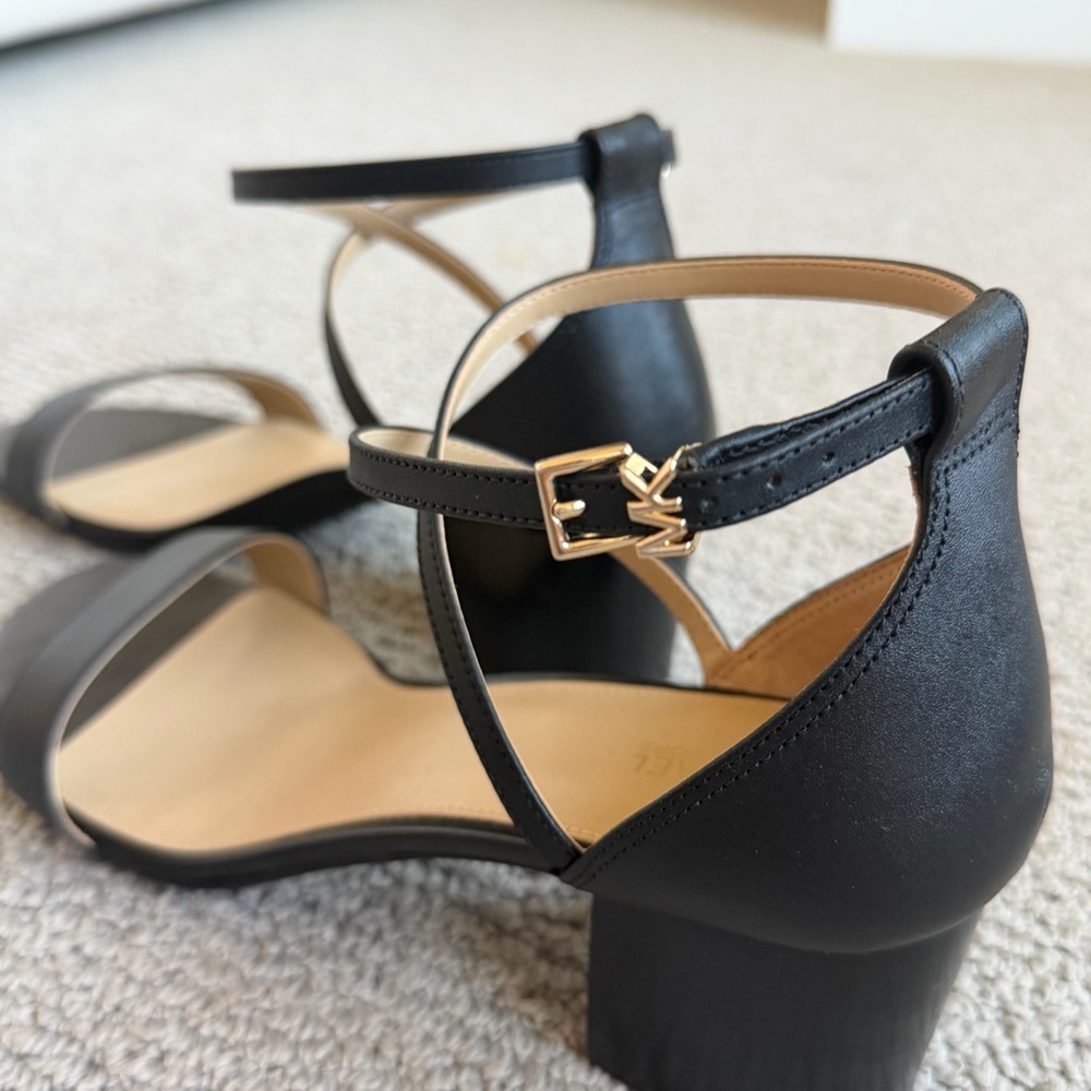 MICHAEL Michael Kors Black Strappy Low Block Heel Sandals - Picture 3 of 7